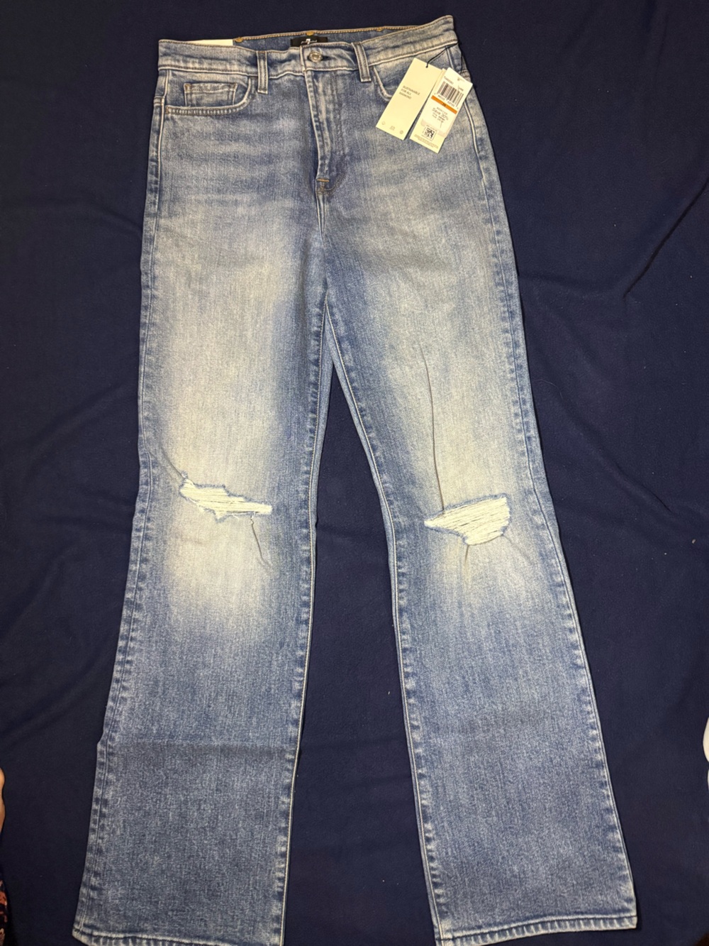 NWT 7 For All Mankind Easy Boot Jeans 29 Sustainable Distressed Light Wash $228
